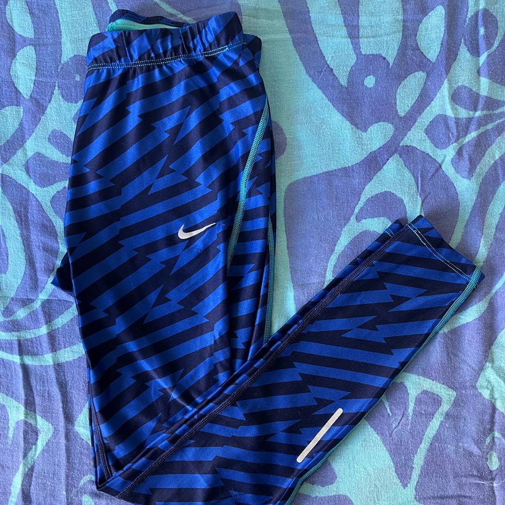 Nike stripe tiger blue leggings reflective spandex